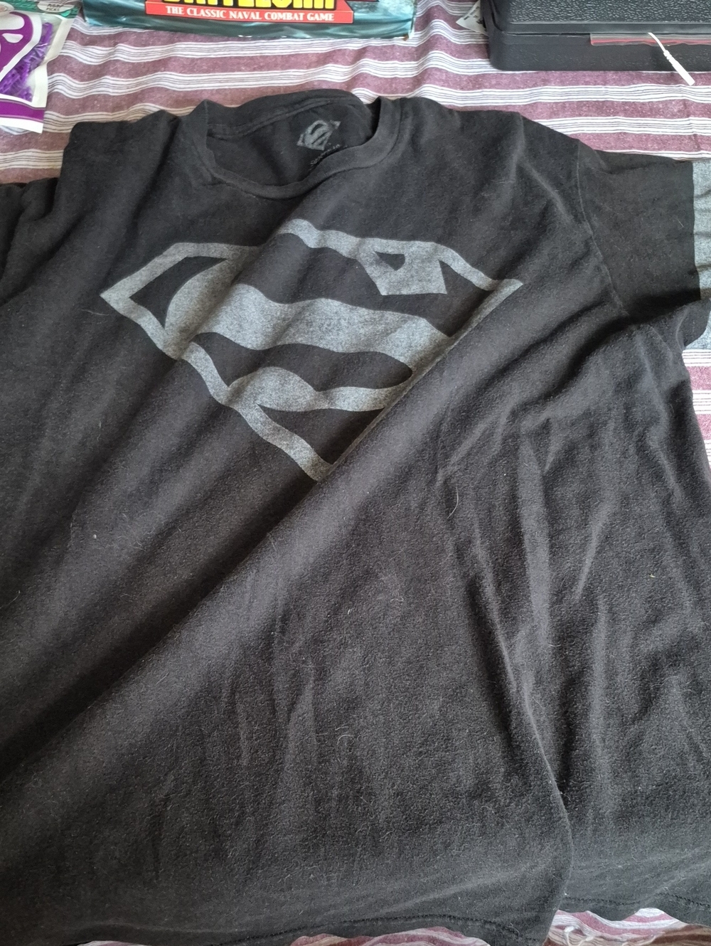 DC Comics Black T-Shirt with Gray Superman Shield